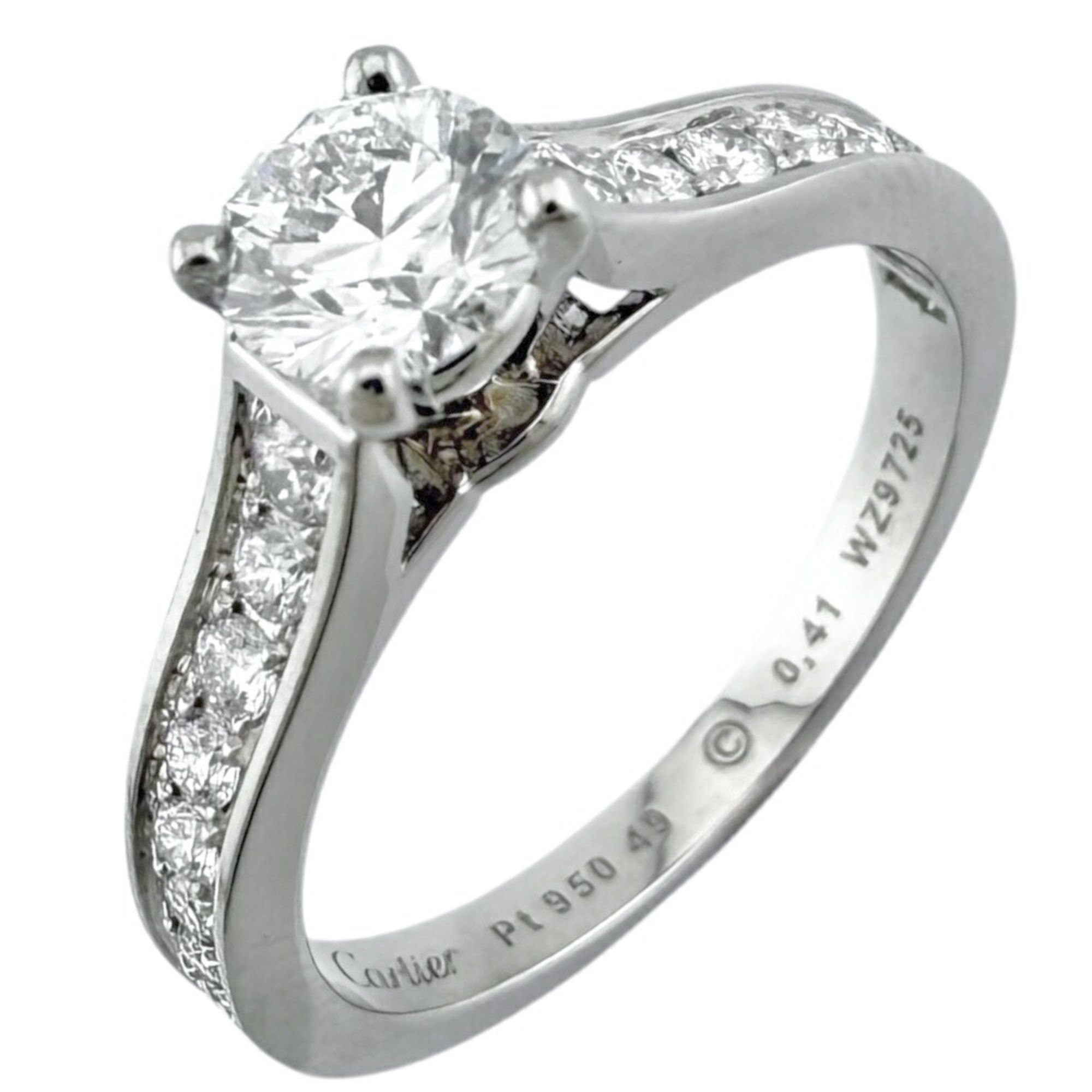 Cartier Solitaire 0.41ct E-VS1-3EX Ring, Cartier, size 9, Pt950 platinum, diamond, 0.41ct, ladies, C