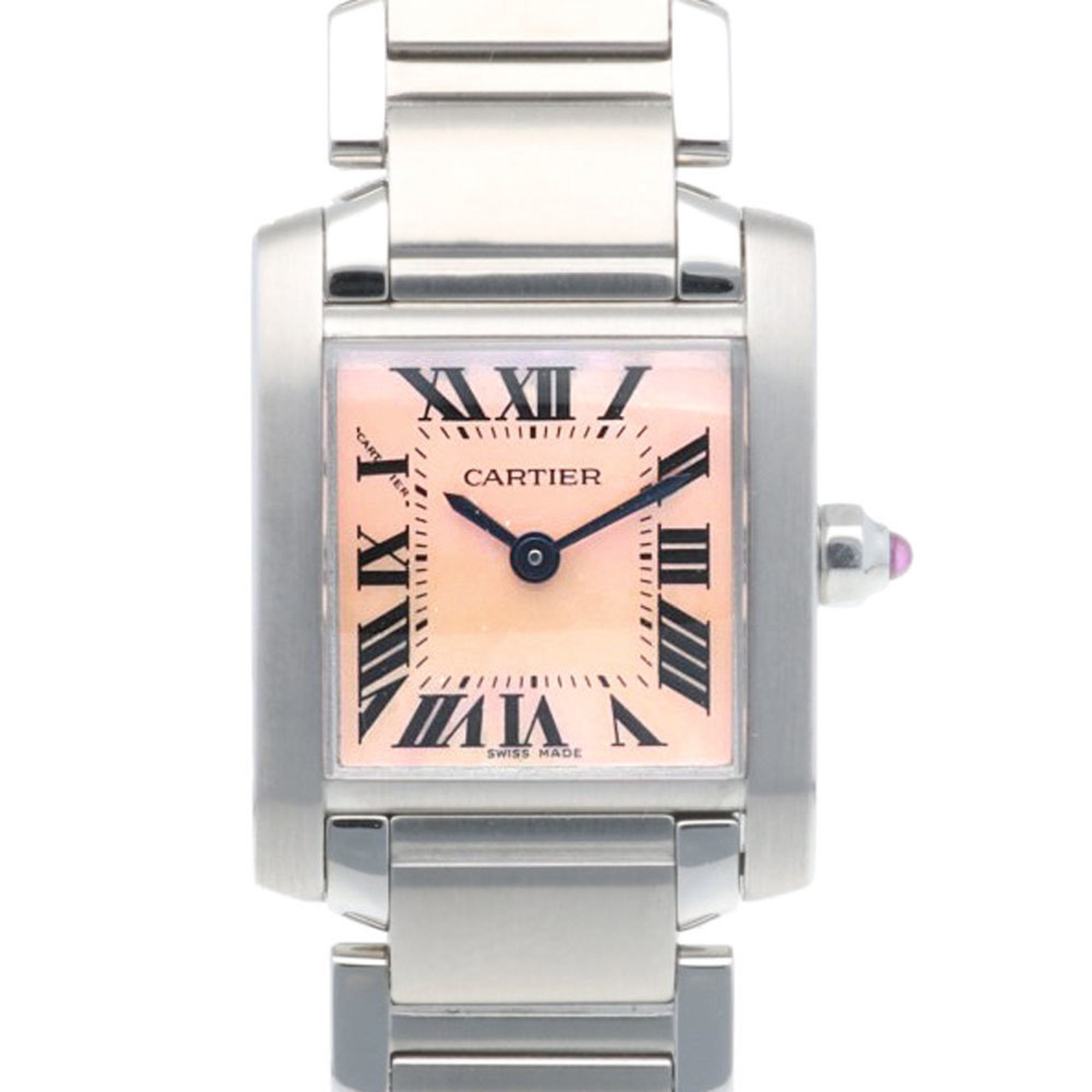 Cartier Tank Francaise SM Watch, Stainless Steel 3217 Quartz, Women's, CARTIER Pink Shell