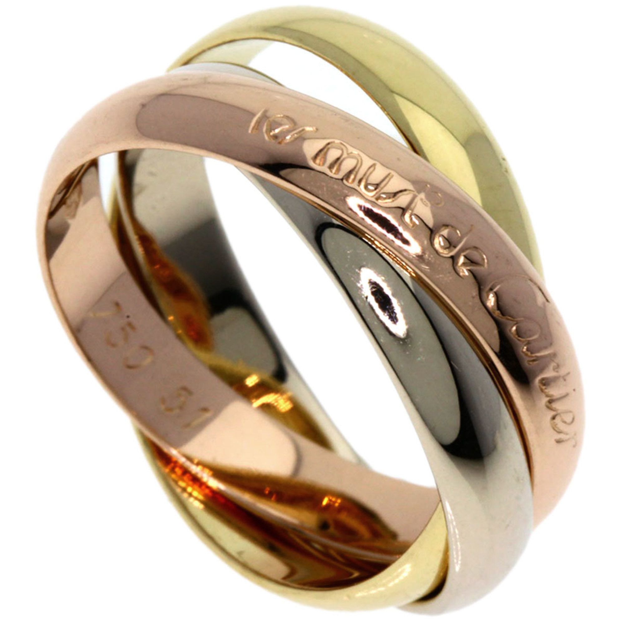 Cartier Trinity #51 Ring, K18 Yellow Gold, K18WG, K18PG, Women's, CARTIER
