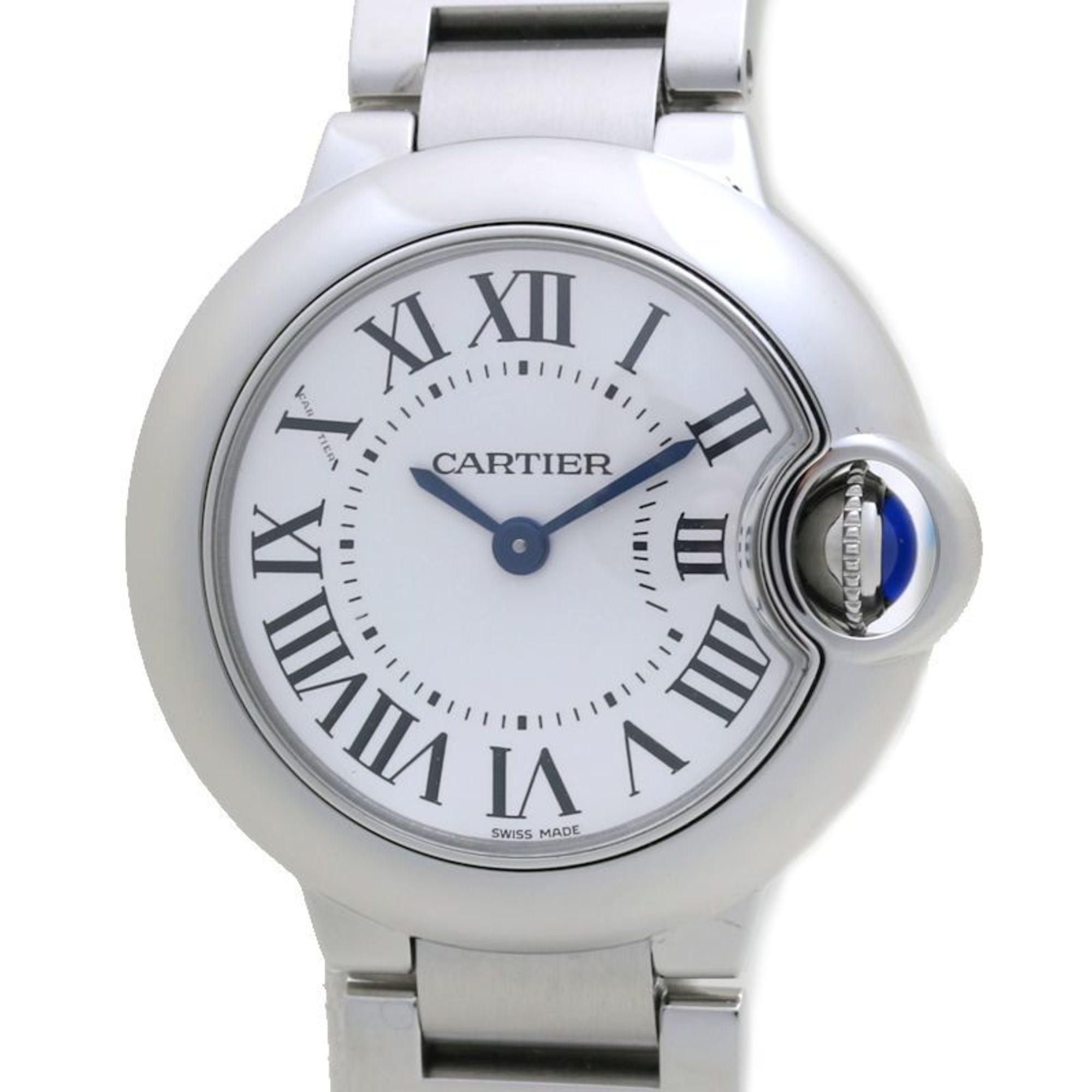 CARTIER Ballon Bleu de Cartier SM 28mm W69010Z4 Silver Stainless Steel Ladies 39793 Watch