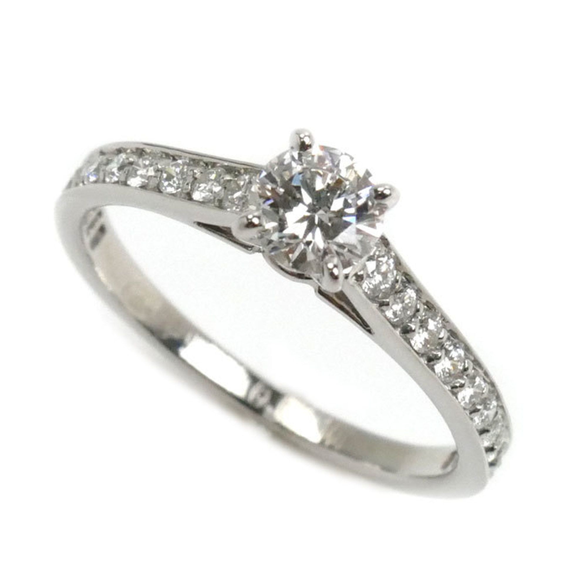 CARTIER Pt950 Platinum Solitaire 1895 Half Eternity Ring Diamond 0.32ct Size 9 49 2.4g Women's