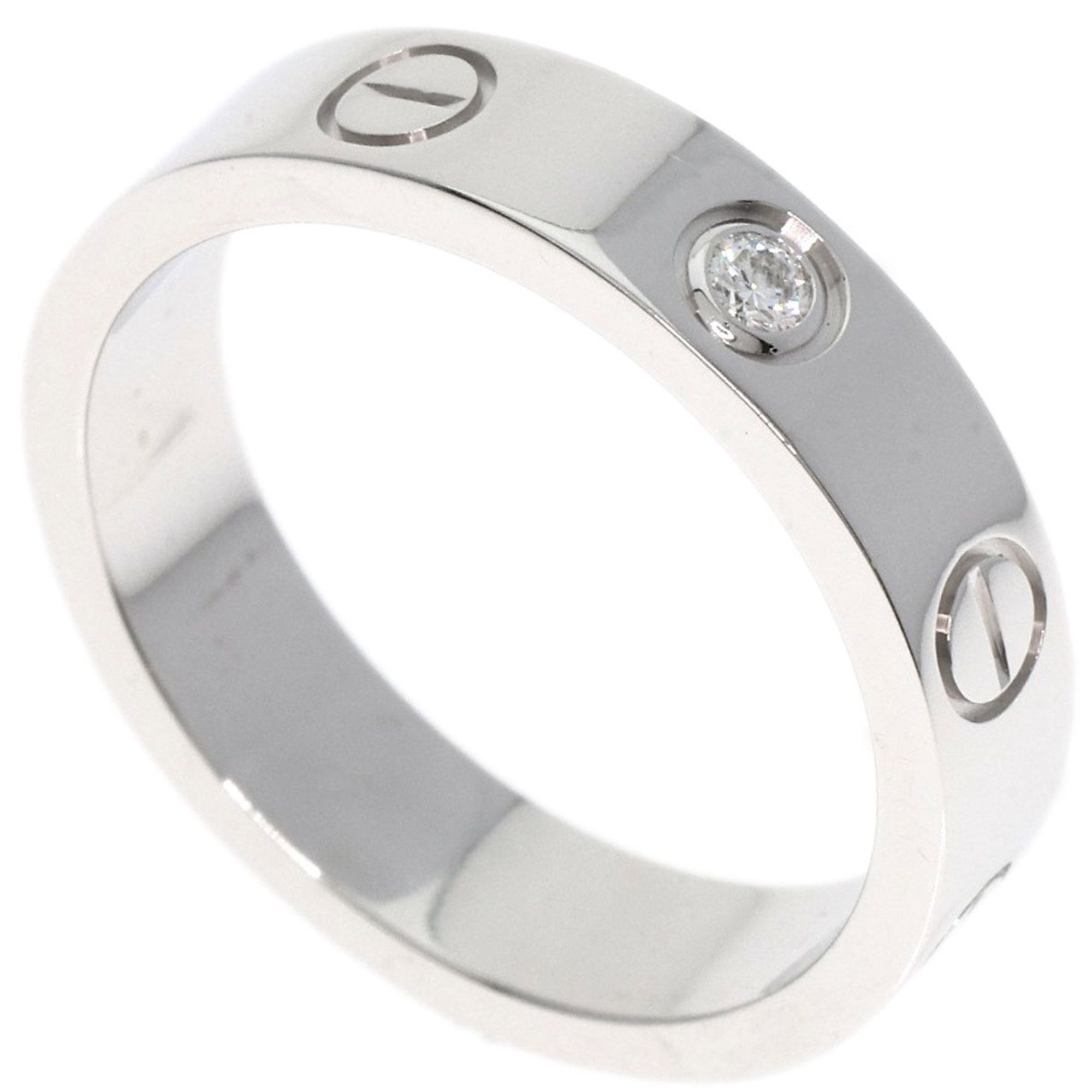 Cartier Mini Love Ring 1P Diamond #47 18K White Gold Women's CARTIER