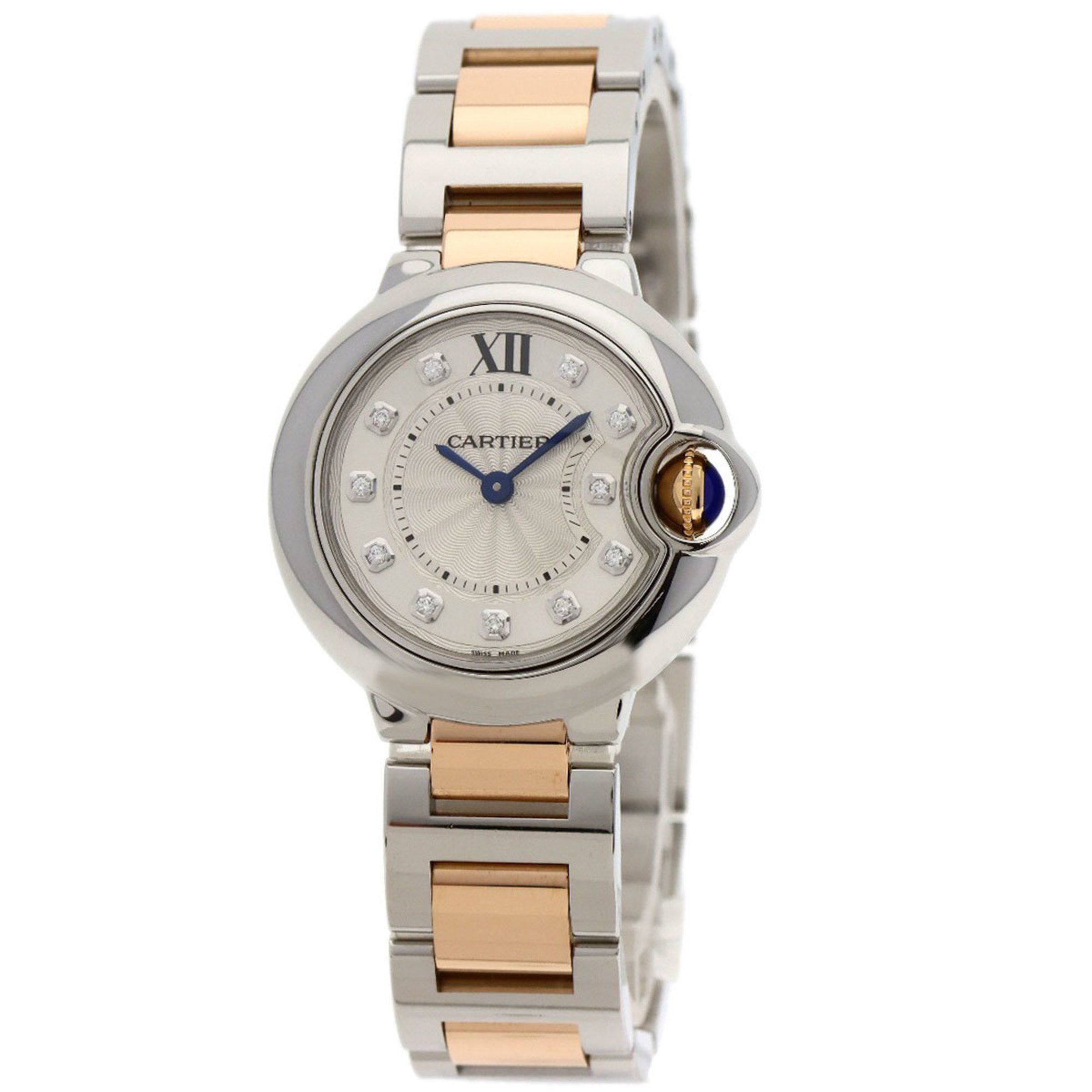 Cartier WE902030 Ballon Bleu 28mm 11P Diamond Watch Stainless Steel SSxK18PG Women's CARTIER