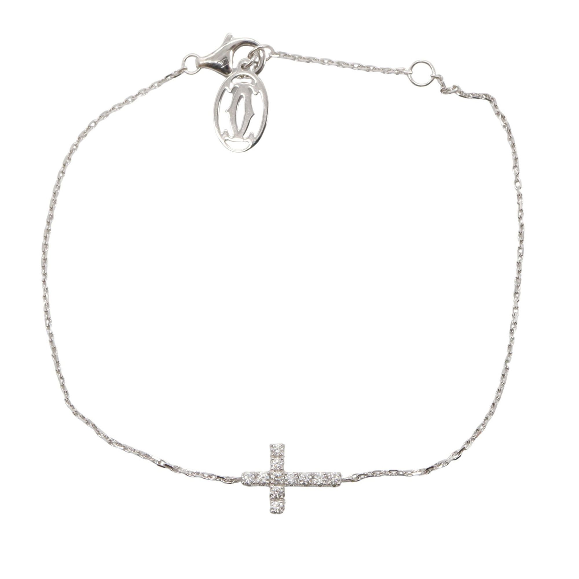CARTIER Symbol Cross Diamond Bracelet 18KWG (White Gold) Ladies Clear