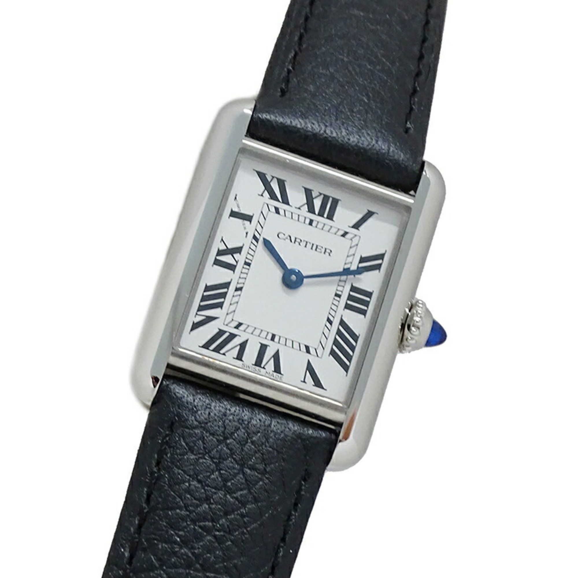 Cartier Women's Tank Must SM Quartz Watch Stainless Steel Leather WSTA0042 Square