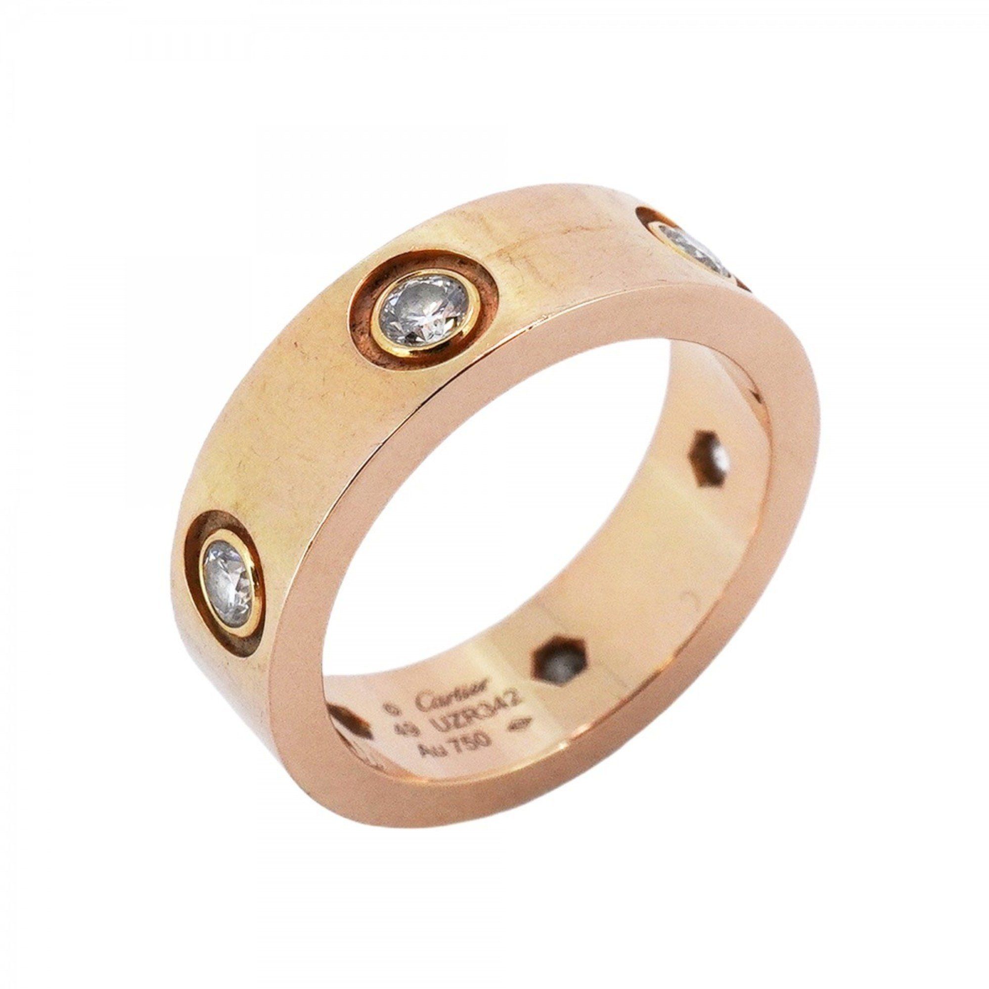 Cartier Ring Love Full Diamond 18KPG Pink Gold #49 Ladies