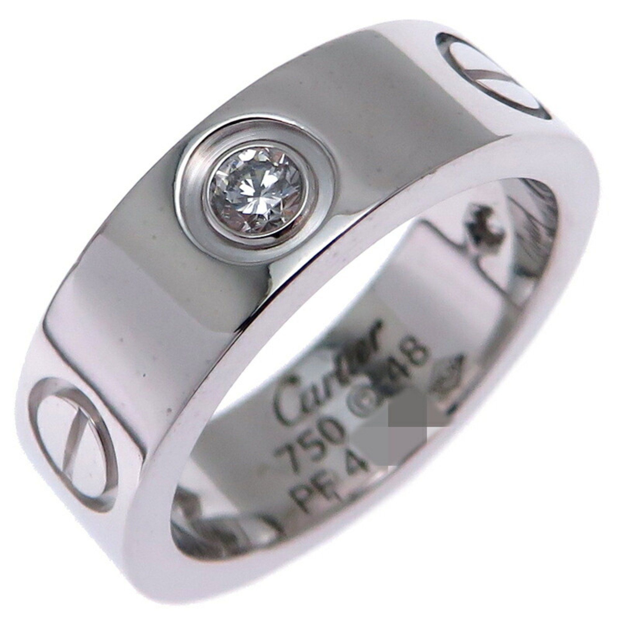 Cartier #48 0.22ct Diamond Love Ladies Ring B4032500 750 White Gold Size 8