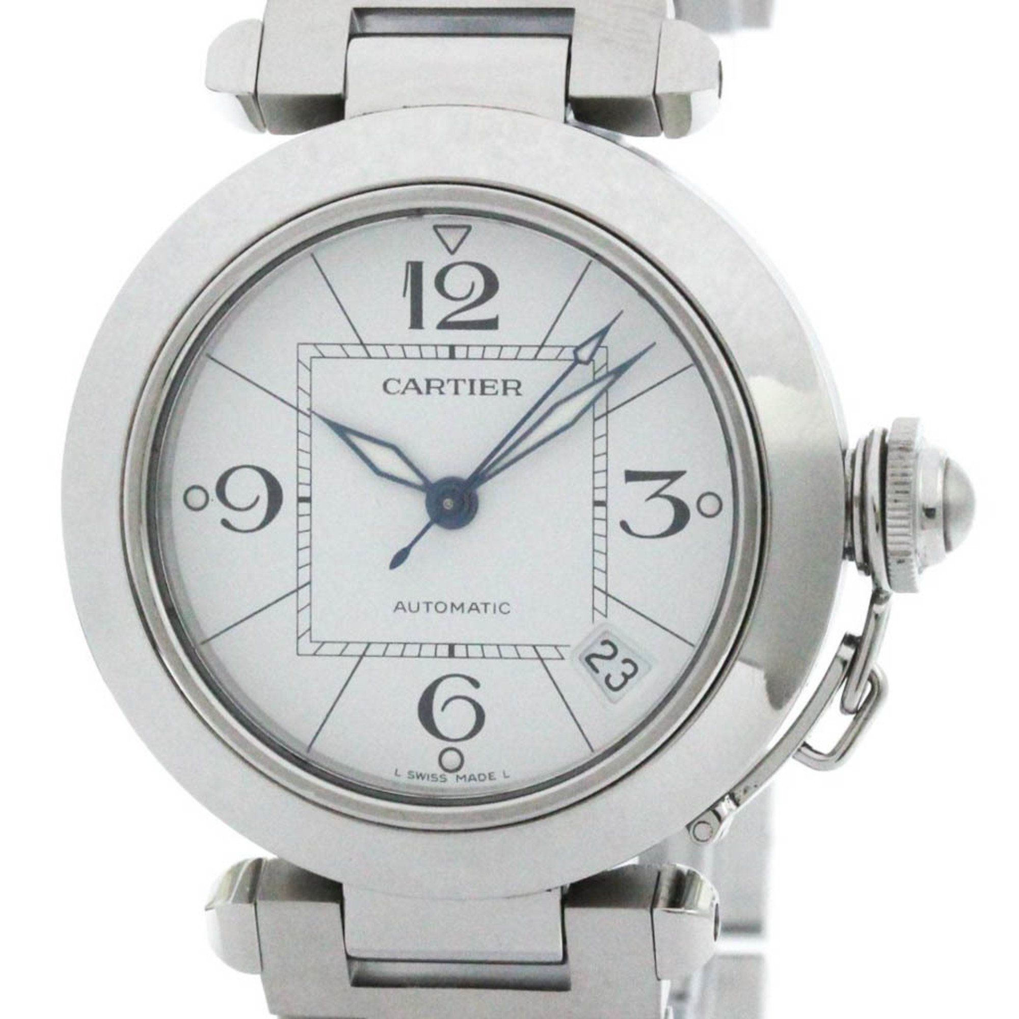 Polished CARTIER Pasha C Steel Automatic Unisex Watch W31074M7