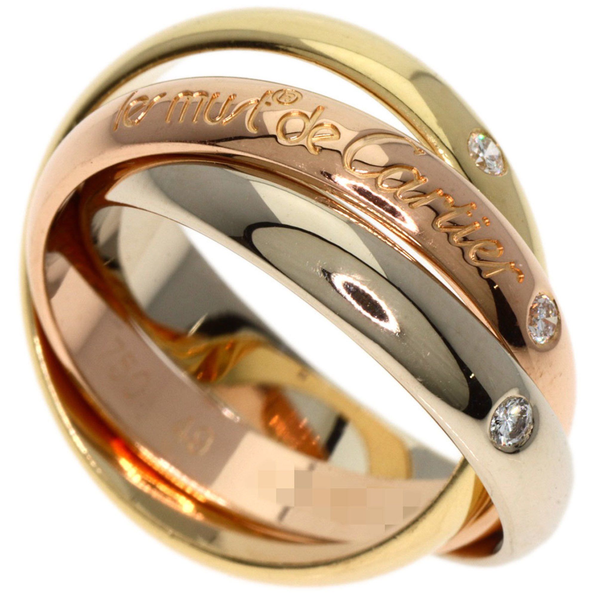 Cartier Trinity MM 3P Diamond #49 Ring K18 Yellow Gold K18PG K18WG Women's CARTIER