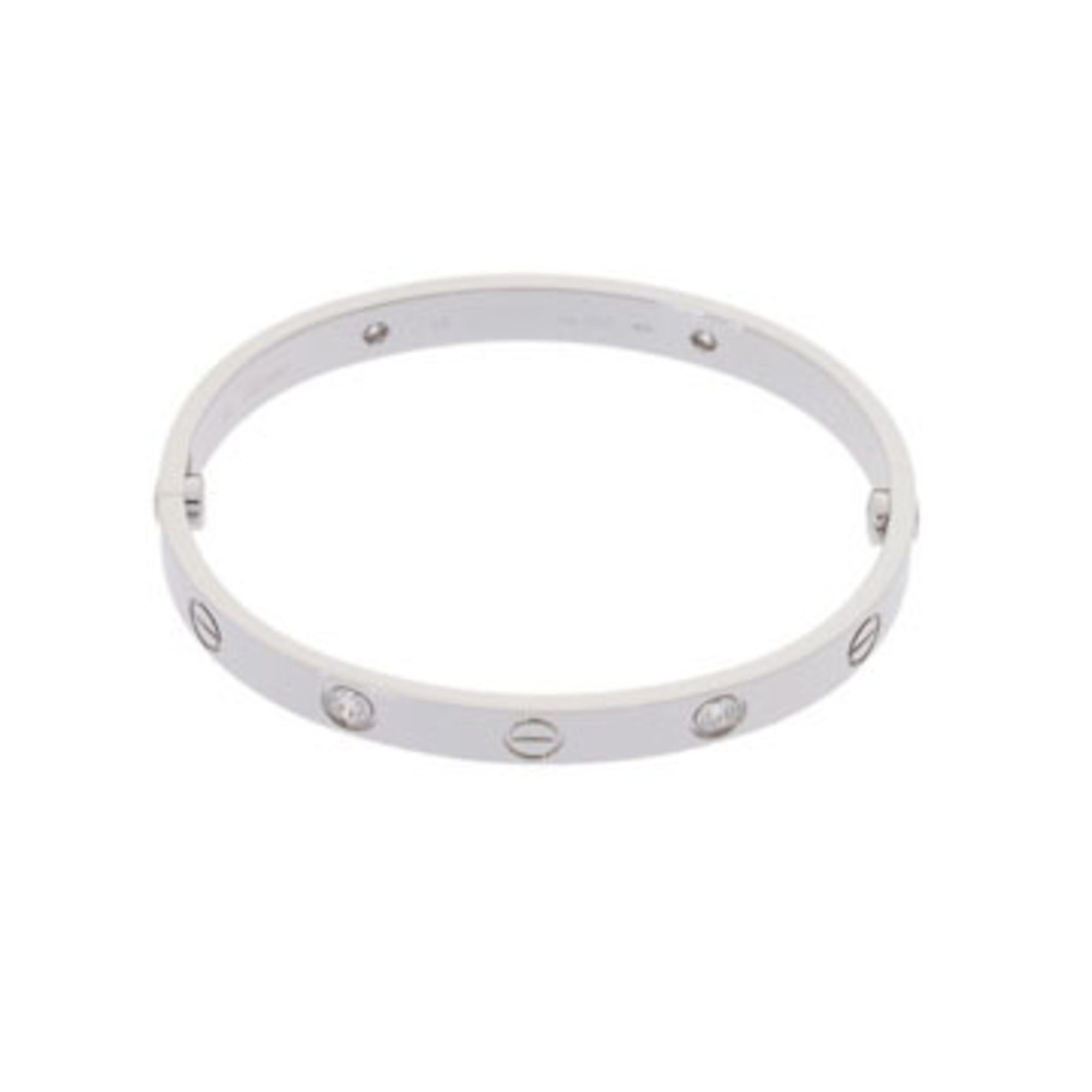 CARTIER Cartier Love Bracelet Half Diamond #16 Women's 18K White Gold WG