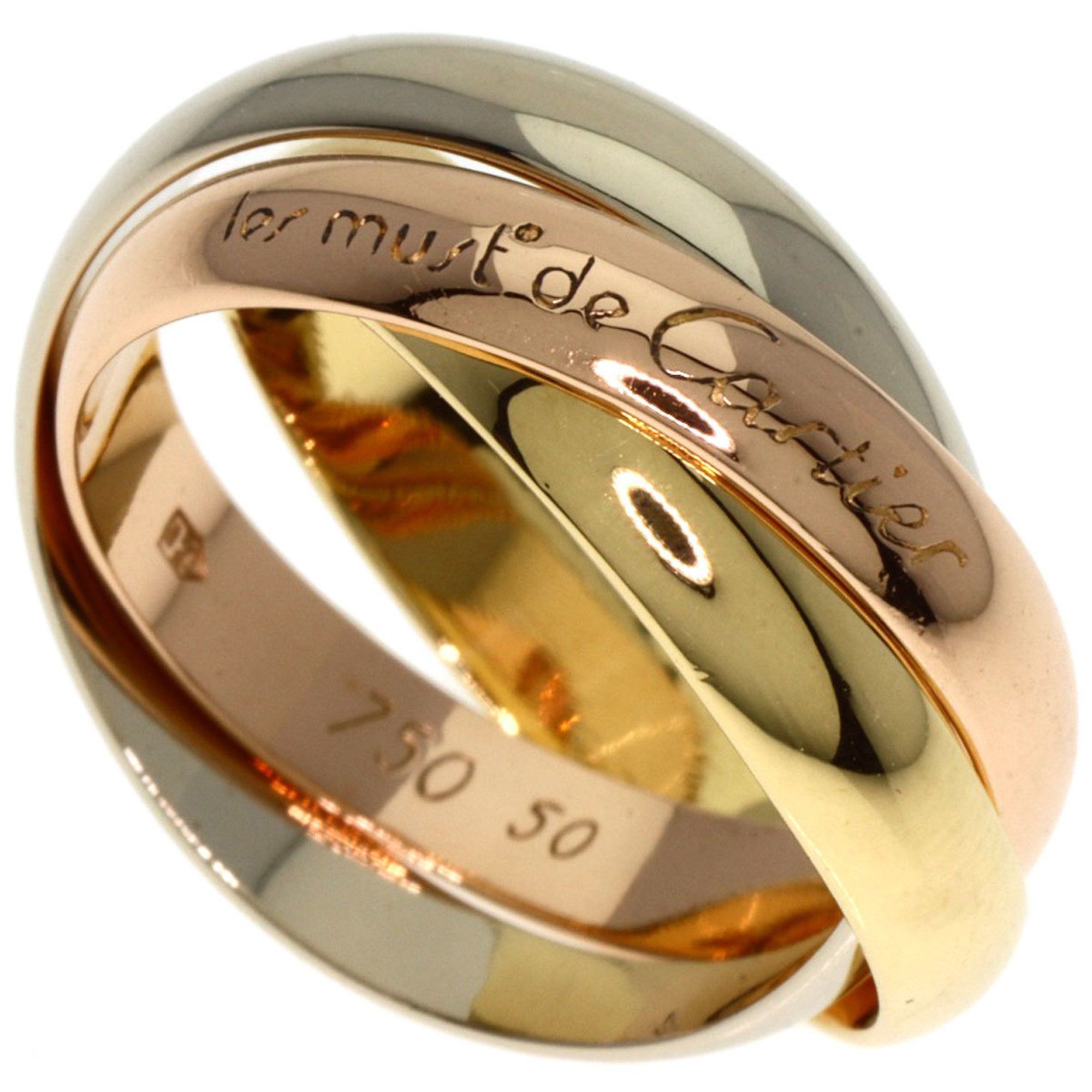 Cartier Trinity #50 Ring, K18 Yellow Gold, K18WG, K18PG, Women's, CARTIER