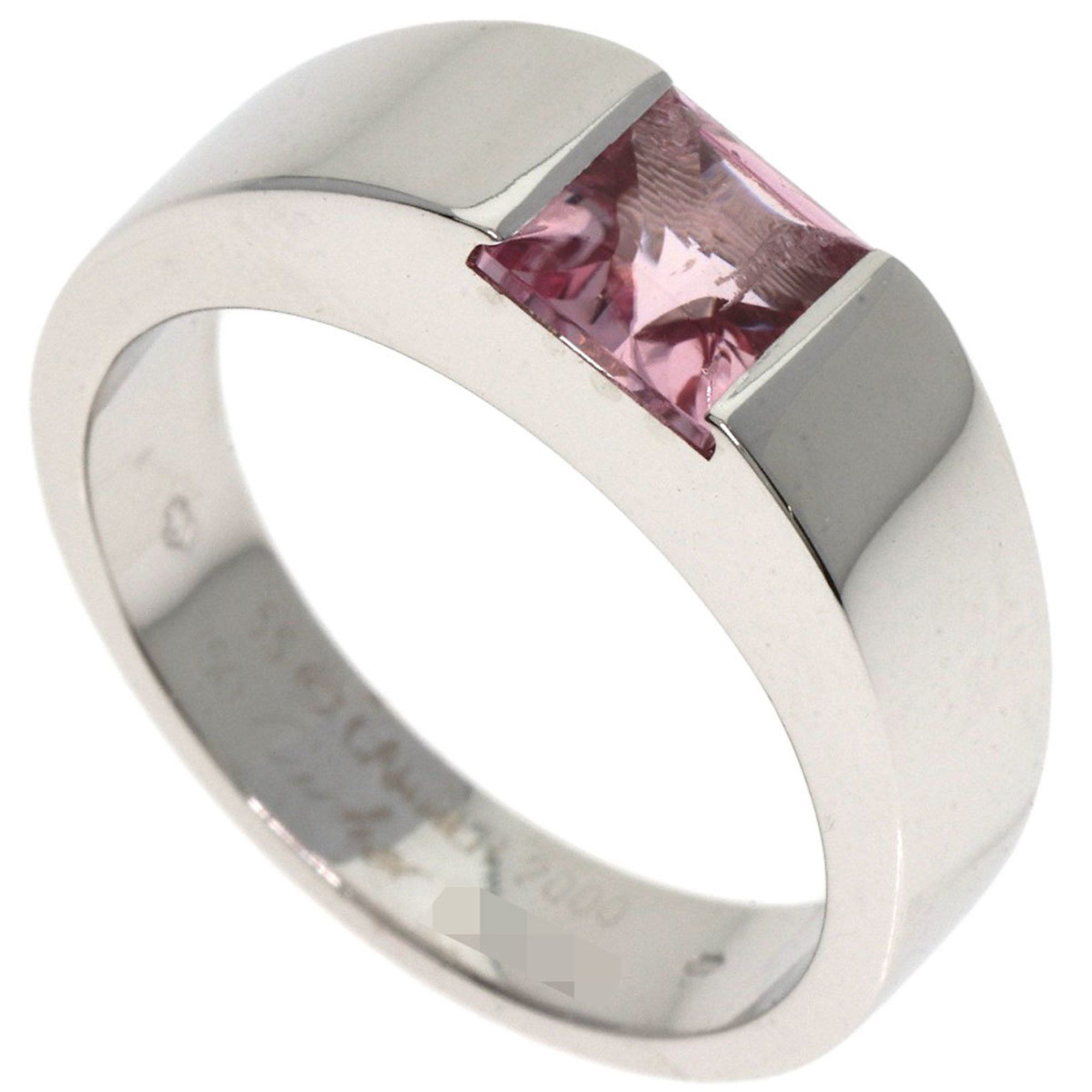 Cartier Tank Ring Pink Tourmaline #55 18K White Gold Women's CARTIER