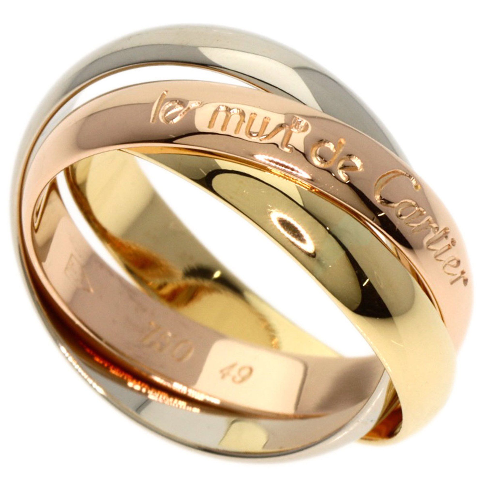 Cartier Trinity #49 Ring, K18 Yellow Gold, K18PG, K18WG, Women's, CARTIER