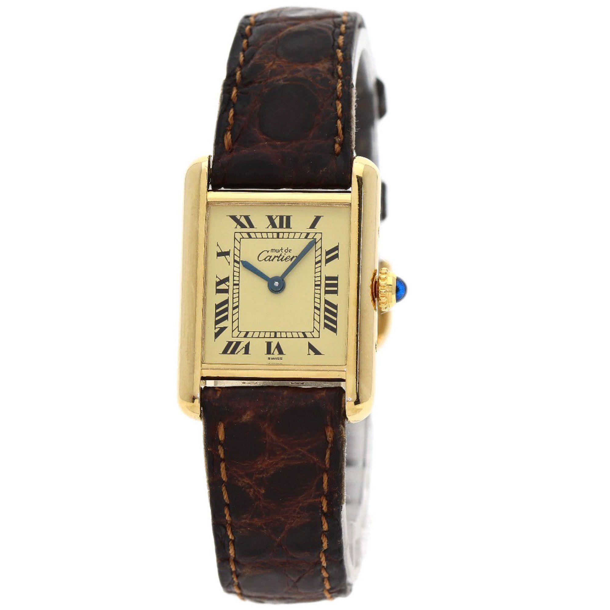 Cartier W1003153 Must Tank Watch GP Leather Ladies CARTIER