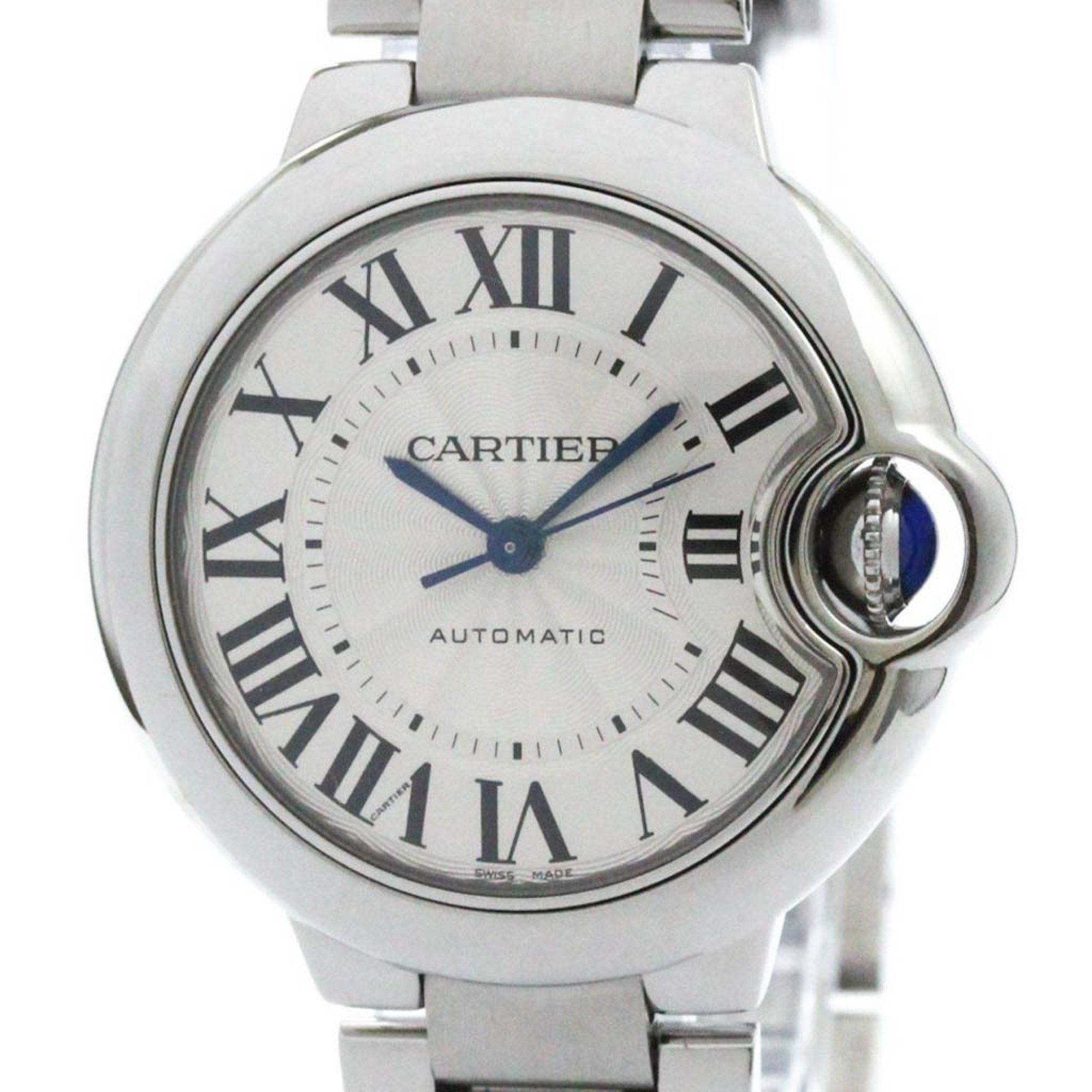 Polished CARTIER Ballon Bleu MM Steel Automatic Mid Size Watch W6920071
