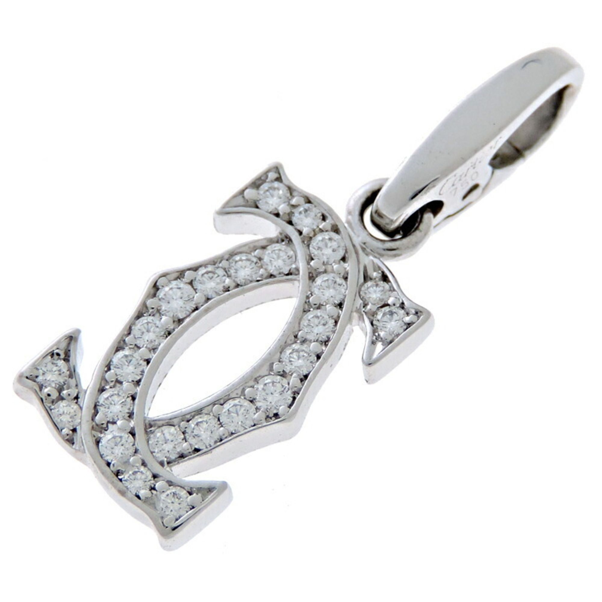 Cartier 2C Diamond Men's Charm B3010300 750 White Gold