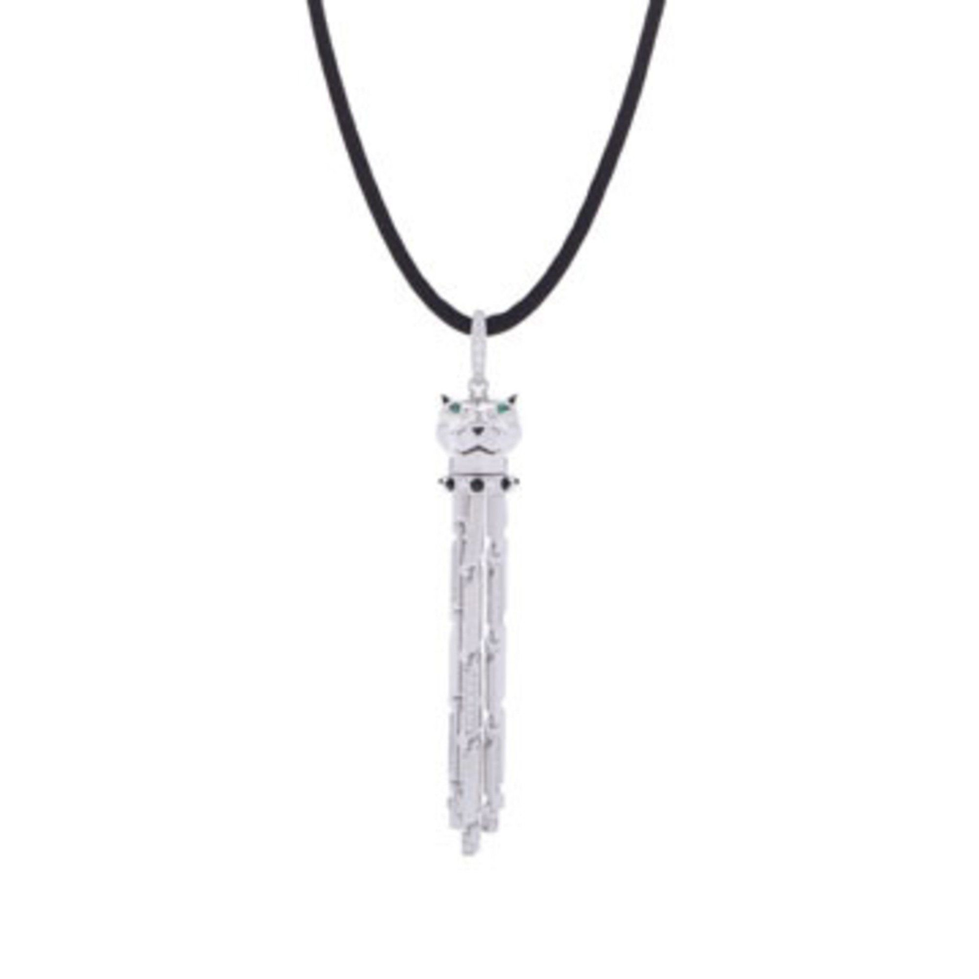 CARTIER Panthere de Cartier Diamond/Onyx/Emerald - Women's 18K White Gold WG Necklace