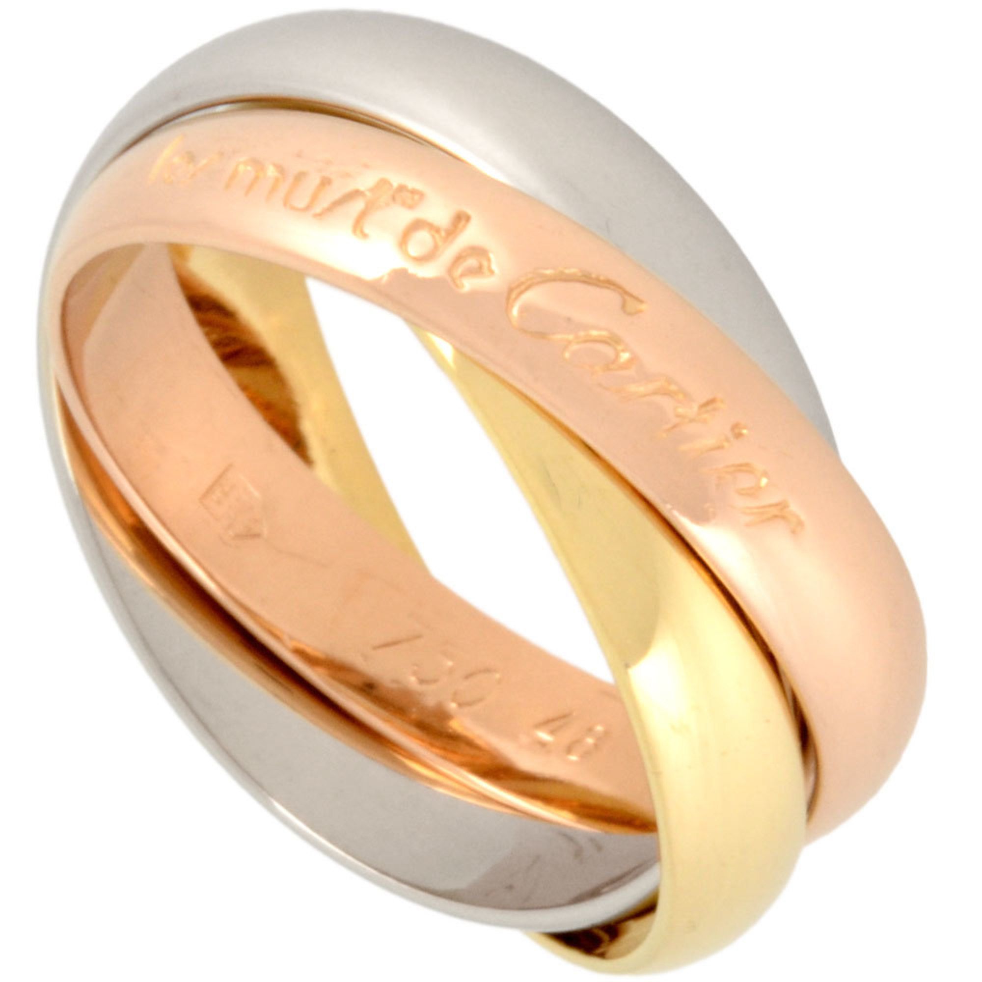 Cartier Trinity Ring #48 K18YG K18PG K18WG Yellow Gold Pink White 6.5g Three Colors Women's