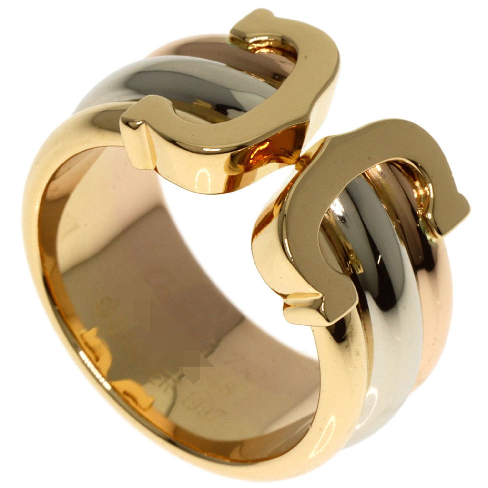 Cartier 2C Ring LM #48 K18 Yellow Gold K18WG K18PG Women's CARTIER