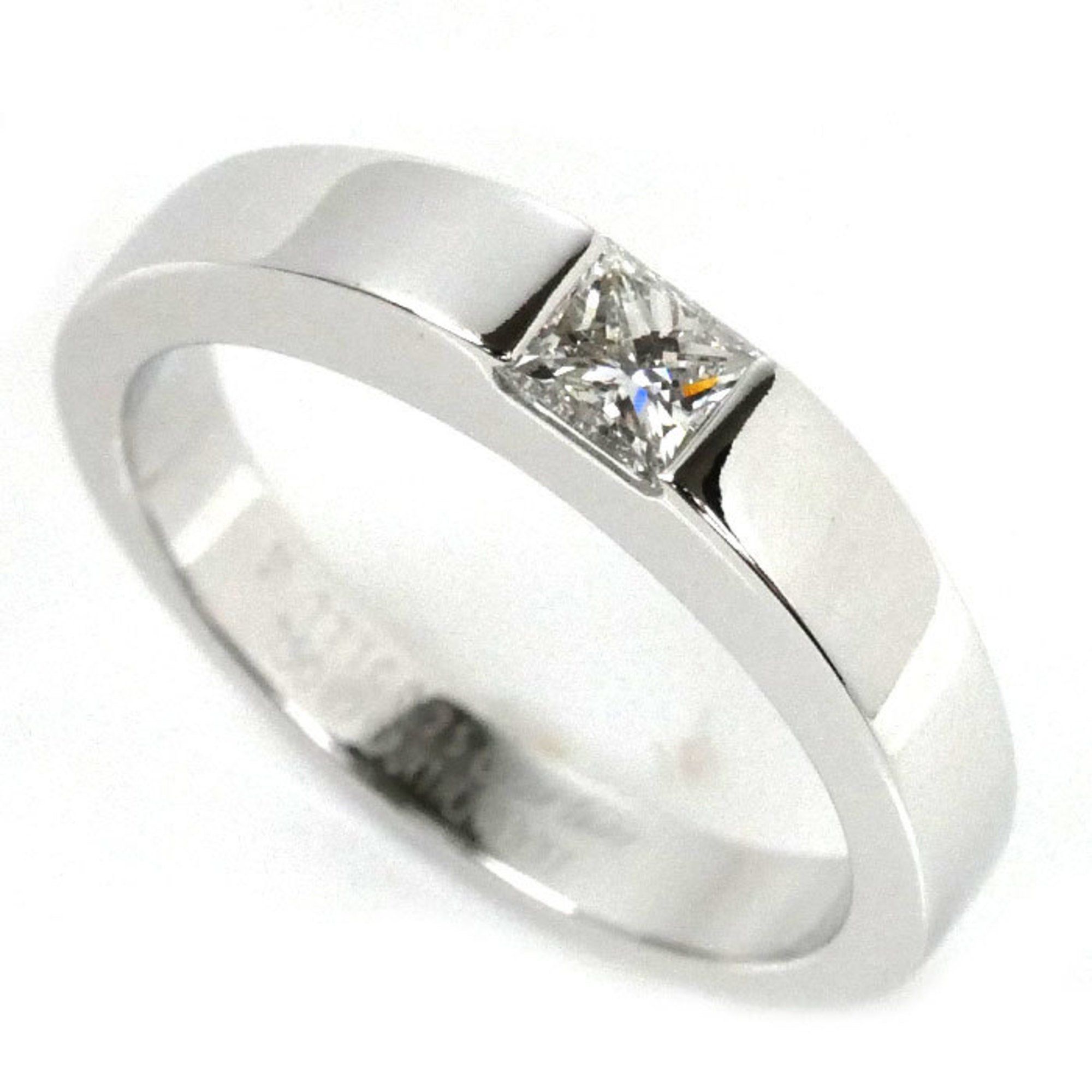 CARTIER 18KWG White Gold Tank Ring with Diamonds 0.25ct Size 11 51 5.3g for Women