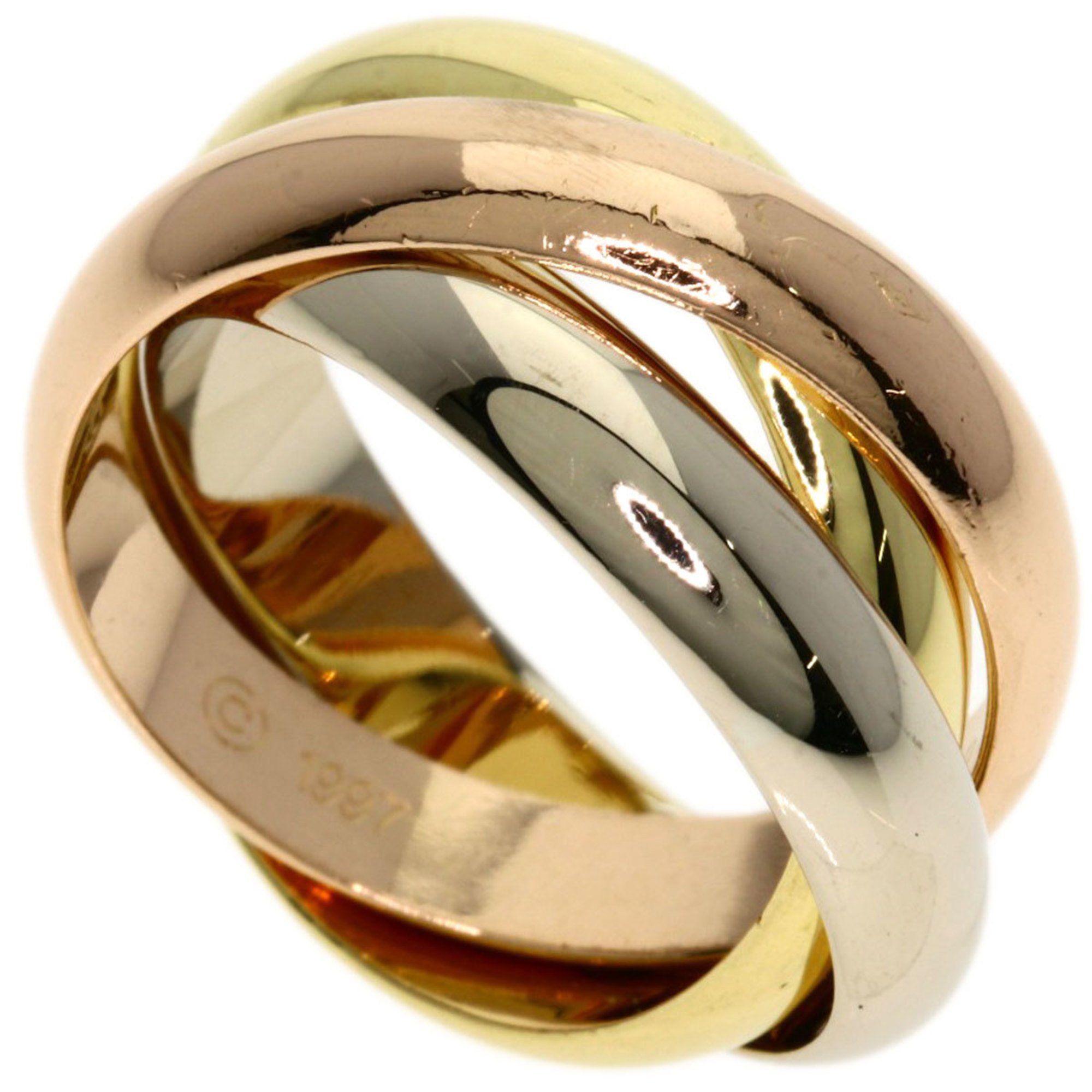 Cartier Trinity MM #49 Ring 18K Yellow Gold 18KPG 18KWG Women's CARTIER