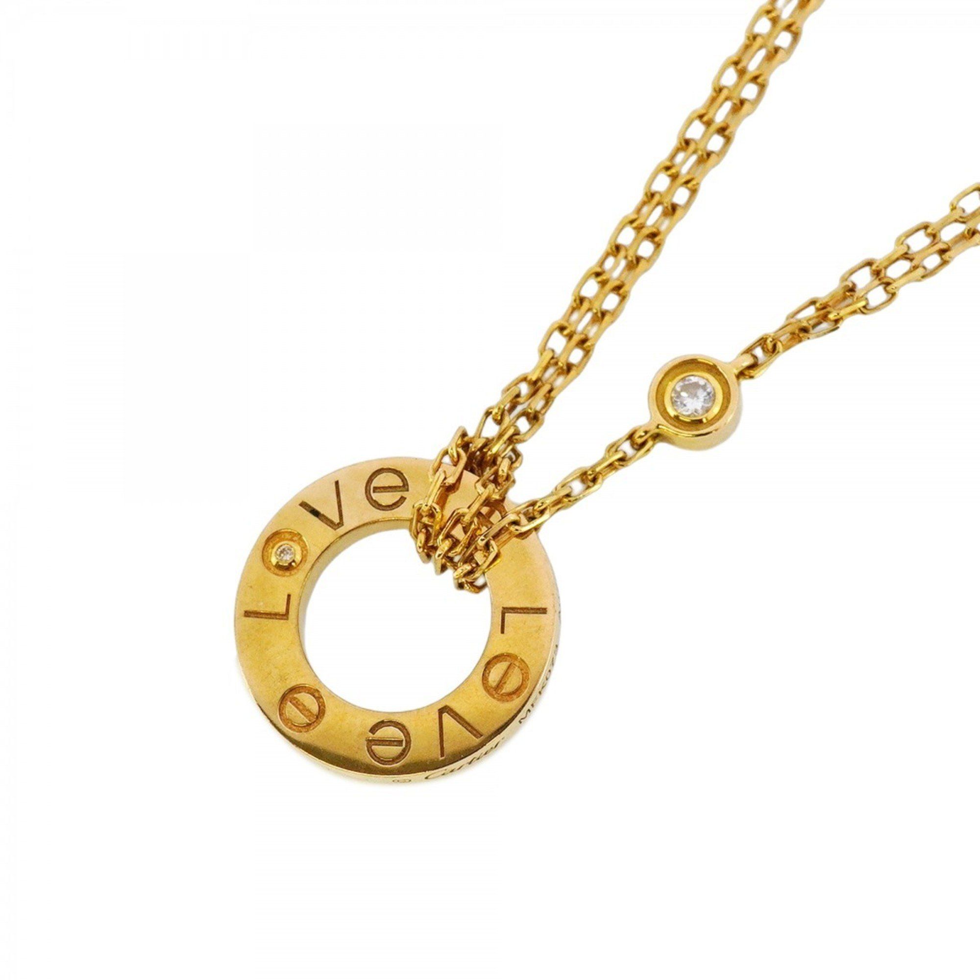 Cartier Necklace Love 2PD 18KYG Yellow Gold Diamond Ladies