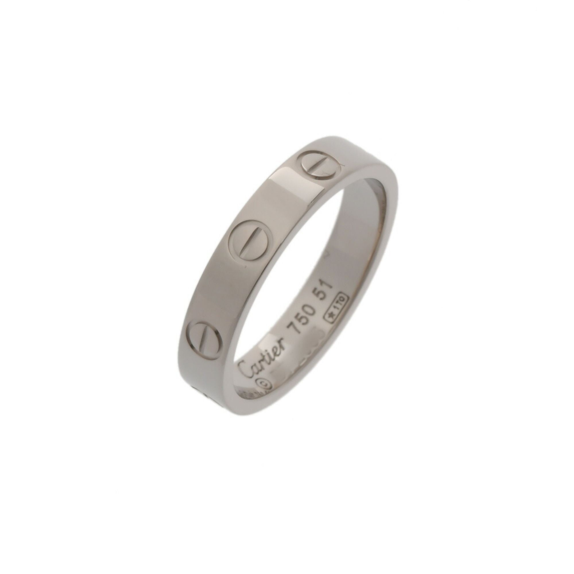CARTIER Cartier Mini Love Ring #51 Size 11 Women's 18K White Gold WG