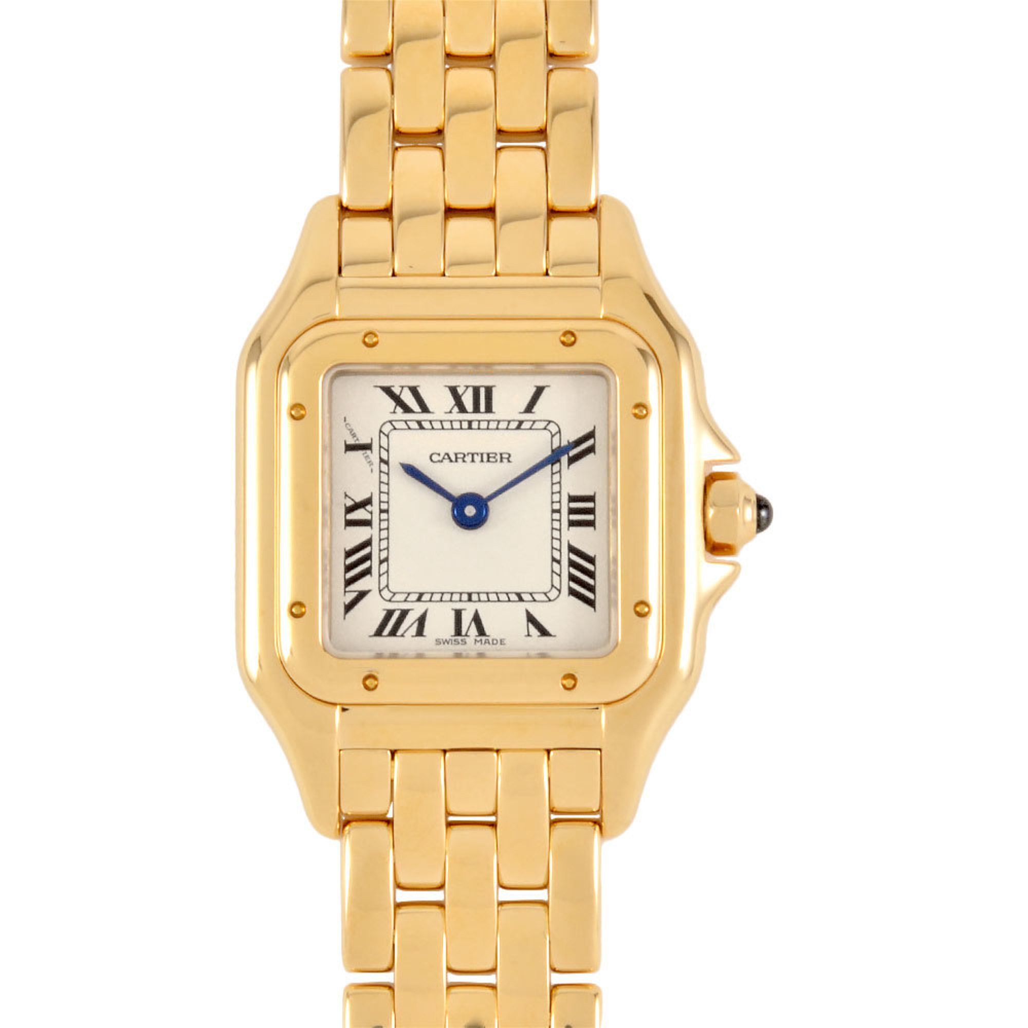 Cartier Panthere SM Watch Quartz Silver Dial Solid Gold K18YG Yellow 65.4g Women's