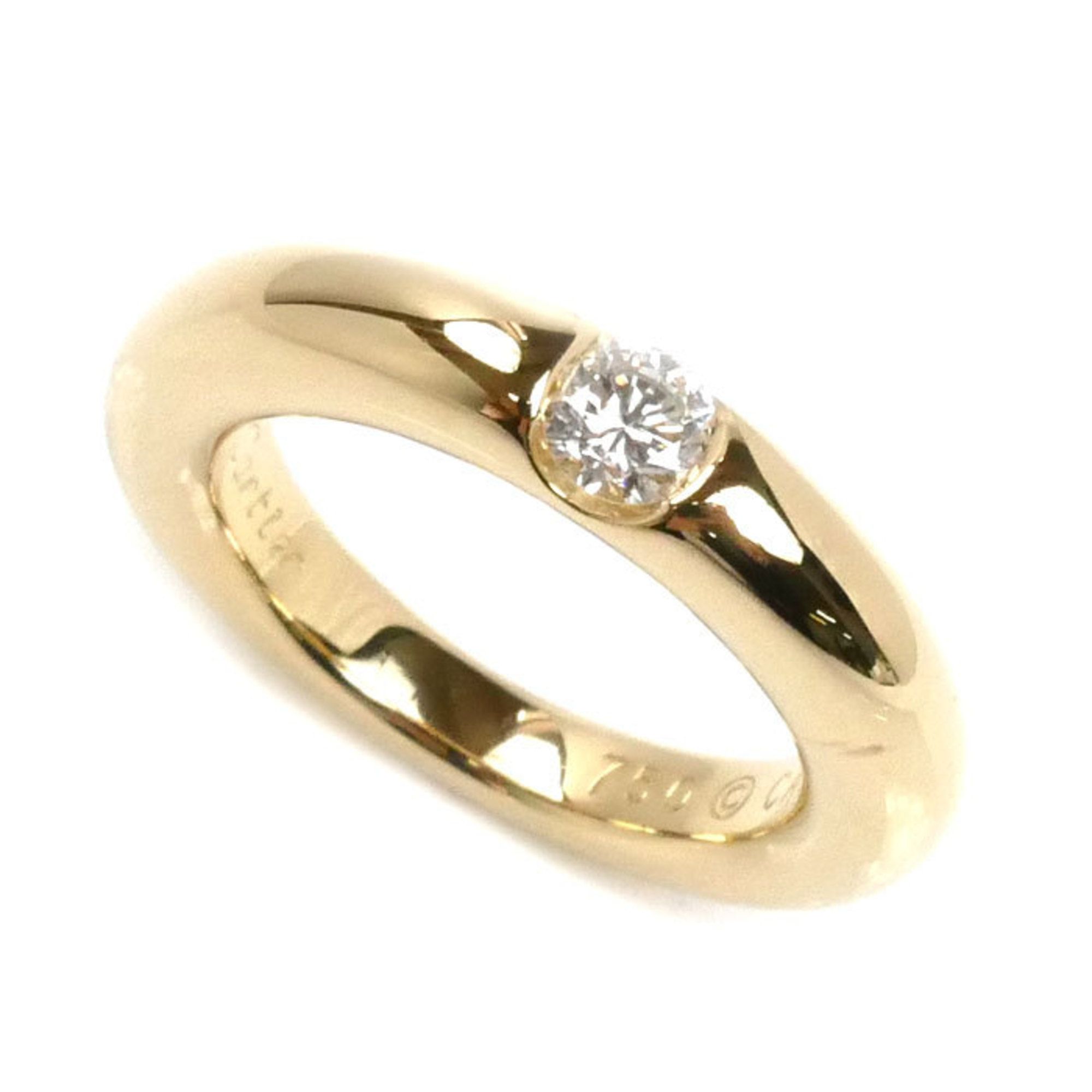 CARTIER 18KYG Yellow Gold Ellipse Ring with Diamonds 0.25ct Size 9 49 9.1g Women's