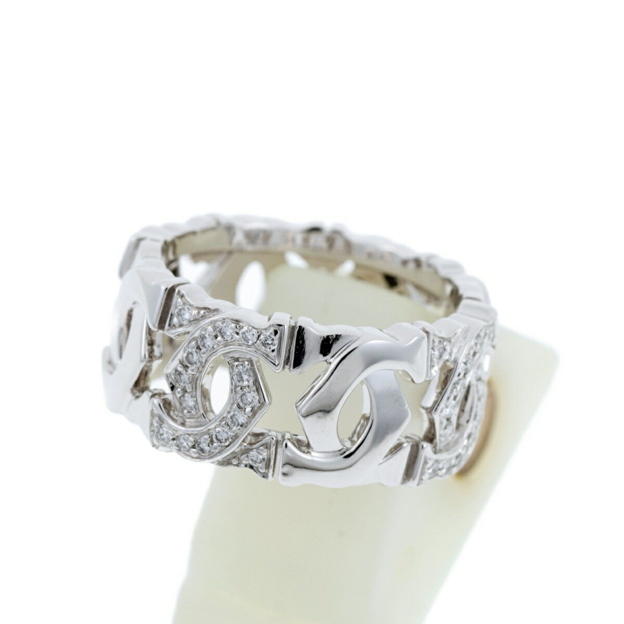 Cartier Entrelacé 2C Half Diamond Ring 750 K18WG White Gold L-157517