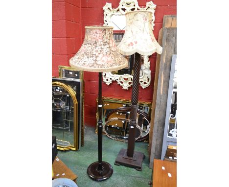 A1920/30's mahogany standard lamp, rope twist column;mahogany (2)
