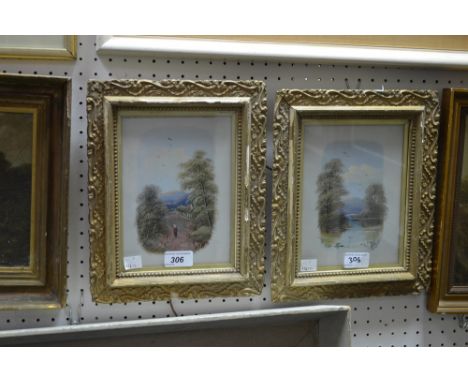 English School (19th century)A pair, Heading Home and Still Waterssigned with initials BD, oil on opaque glass panel, 19.5cm 