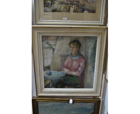 J Borghgraef (20th century)Tea for One, Portrait of a Ladysigned, oil on hardboard, 63cm x 58cm 