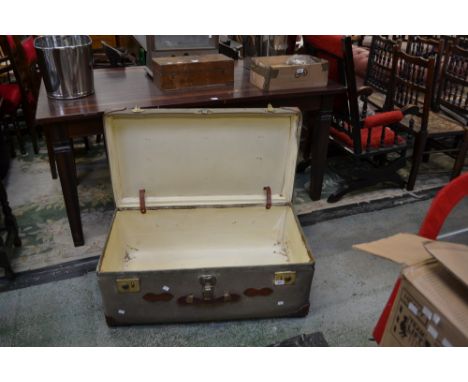 A vintage travel trunk.
