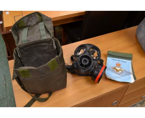 A RAF gas mask in case, dated 1960, with original instruction manual