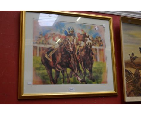West, Brian, 20th century limited edition print, Pennekamp and Celtic Swing, equestrian, pencil, signed, 5/100, 55cm x 45cm 