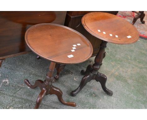 Two Victorian tripod occasional tables, circular top, baluster column, cabriole legs.