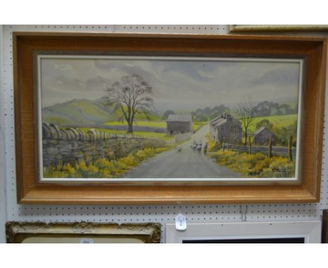 R H FawkesKerridge Road from Buxton Roadsigned, labels to verso, inscribed, watercolour, 35.5cm x 77.5cm