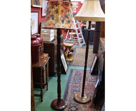 An oak standard lamp; another, stained pine (2)