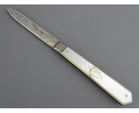 Silver bladed fruit knife with mother of pearl handle