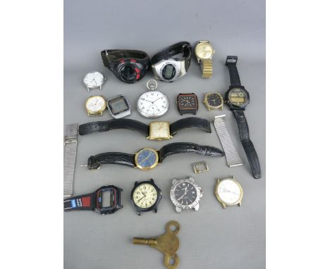 Cyma military issue nickel pocket watch, the case back with arrow mark and GSTP G28376, with a collection of vintage and late