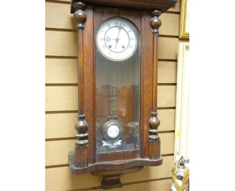 Walnut cased Vienna style pendulum wall clock