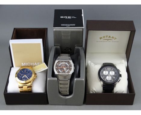 Three boxed designer gent's watches - Rotary, Breil &amp; Michael Kors