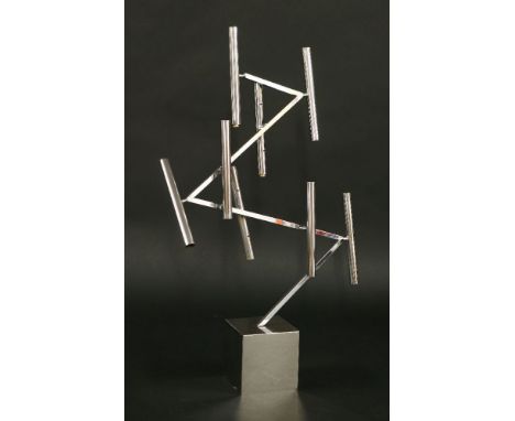 A chrome sixteen-light table lamp, 95cm high