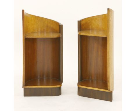 A pair of Art Deco bird's-eye maple and walnut bedside tables,with a single shelf,32cm wide31cm deep72.5cm high (2)