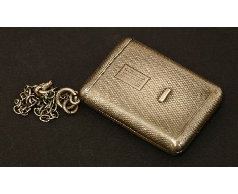 An Art Deco silver-cased purse watch,in an engine turned case, with monogram 'JAC', the dial inscribed 'ROTARY',4.2cm