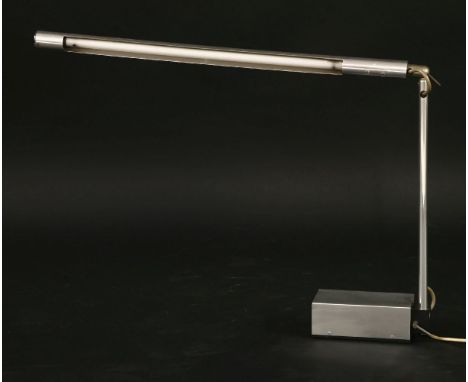 An aluminium cantilever desk lamp Mk II,designed by Gerald Abramovitz for Best & Lloydin, 1963,70cm wide51cm high