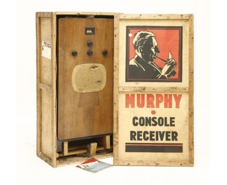 A Murphy 'D30C' console receiver,in original plywood packing case,53.5cm wide32.5cm deep102.5cm high