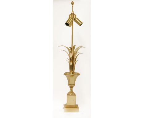 A palm tree table lamp,in the style of Maison Charles, with three lights,74cm high