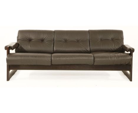 A three-seater leather sofa,designed by Percival Lafer,200cm wide87cm deep72cm high